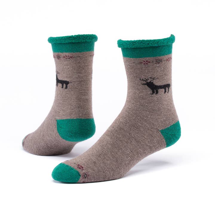 Taupe Lone Deer Wool Snuggle Socks
