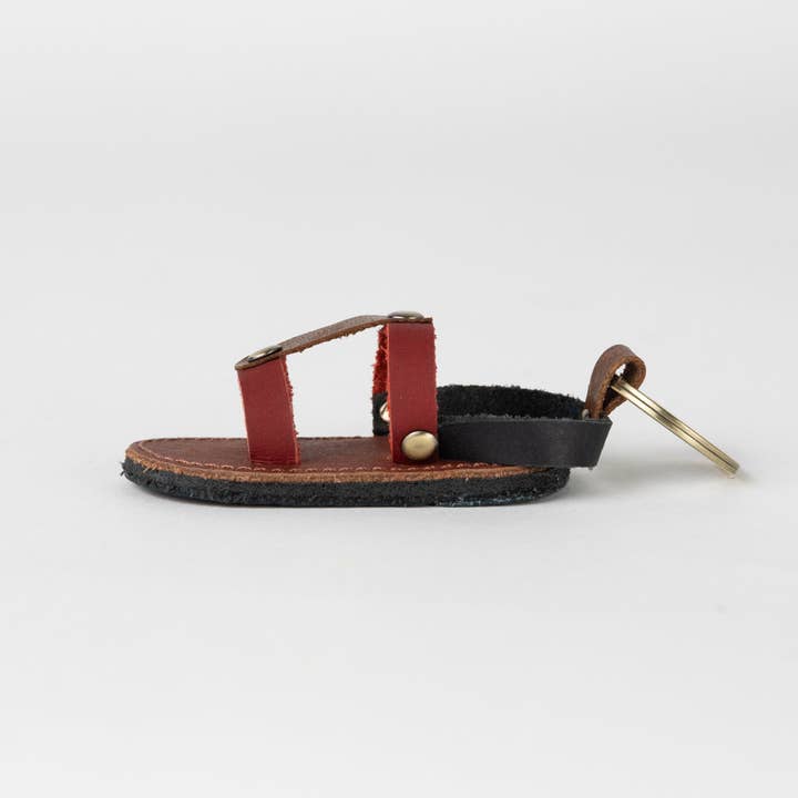 Leather Sandal Keychain (3" L)