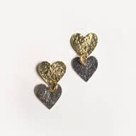 Metallic Double Heart Stud Earrings