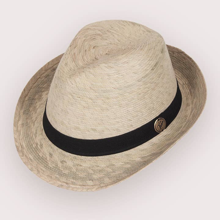 Fedora Black Band Palm Hat, Medium