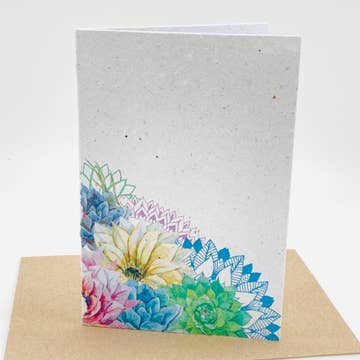 Blue Flowers Growing Paper Card