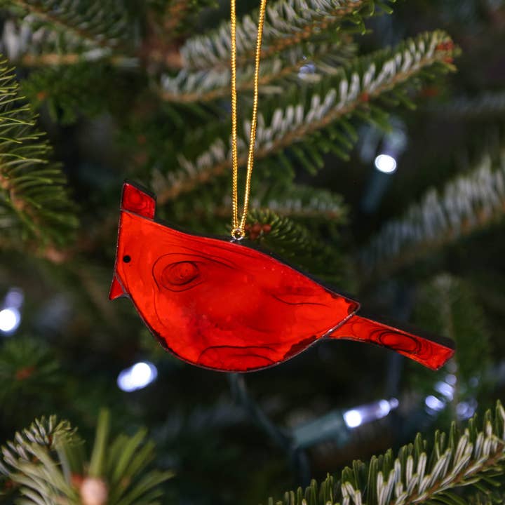 Cardinal Mosaic Glass Ornament