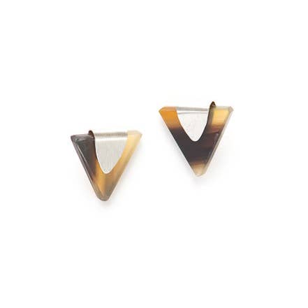 Silver-Plated Triangle Horn Stud Earrings-Nickel-Free