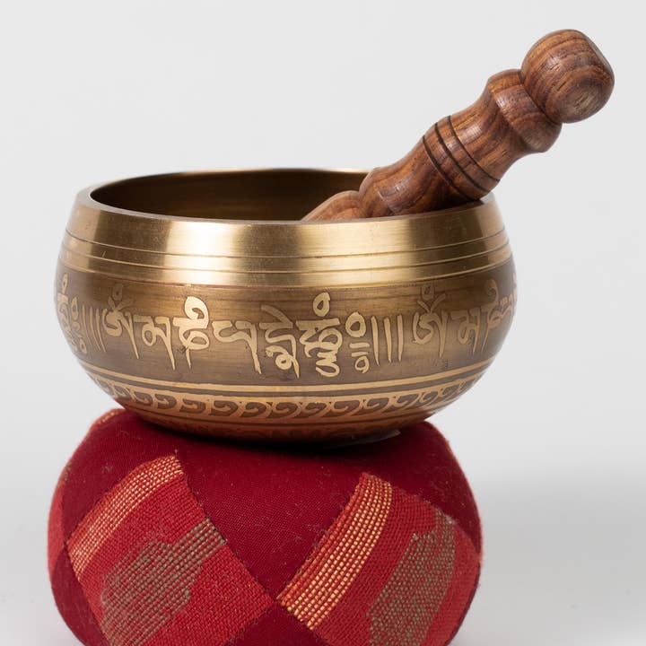 Bronze Singing Bowl with Pillow (4" D)