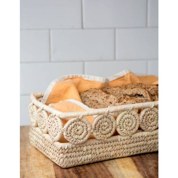 Palm Leaf Medallion Bread Basket (11&quot; x 6&quot;)
