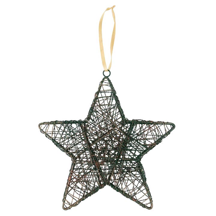 Green 3D Wire Star Iron Ornament (9" D)
