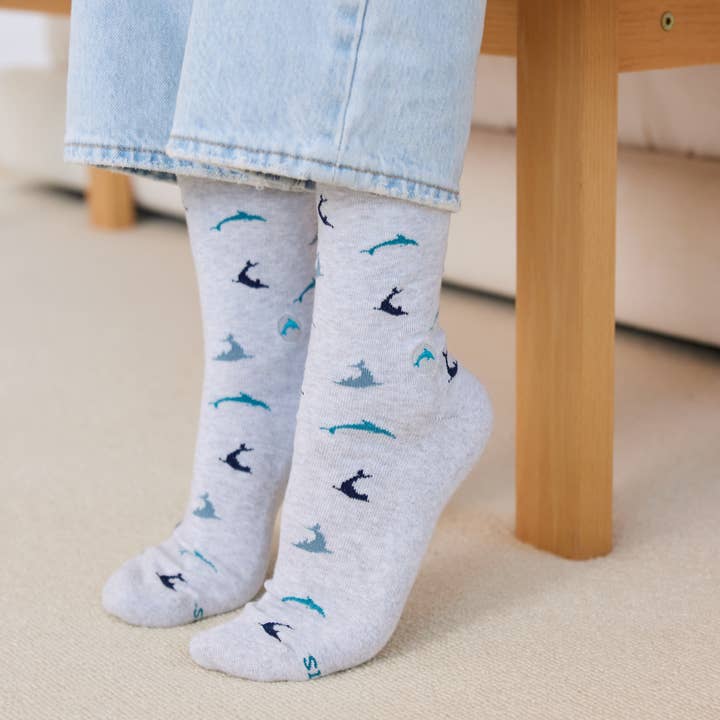 Grey Protect Dolphin Socks, Small