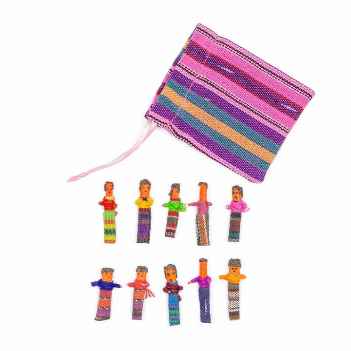 Worry Dolls in Woven Bag