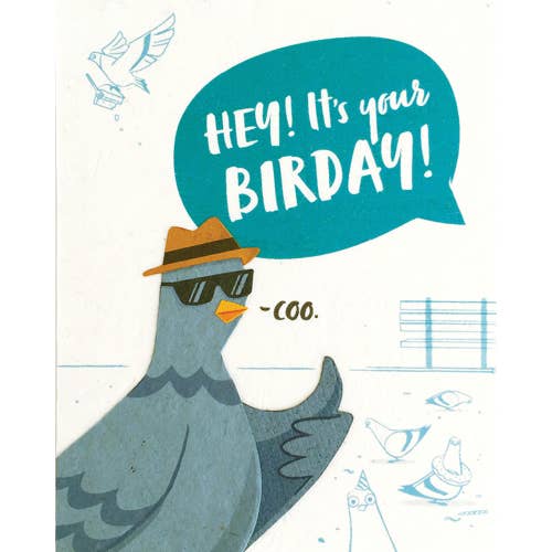 Pigeon Birday Recycled Paper Card