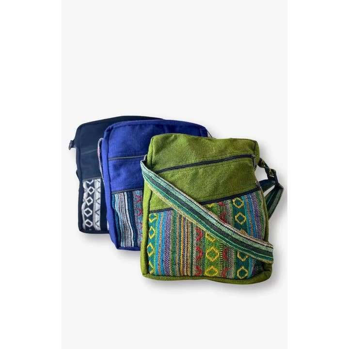 2-Zip Solid Cotton Crossbody Bag (10&quot; x 12&quot;)