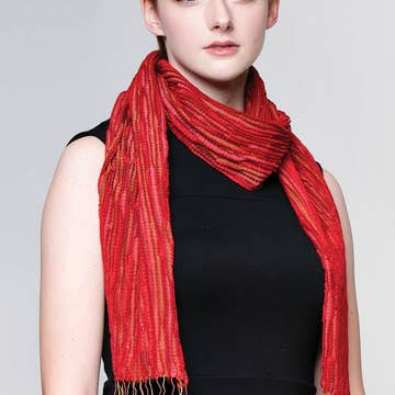 Red Revati Silk &amp; Wool Scarf