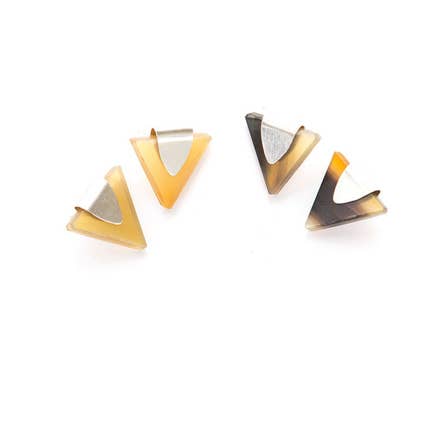 Silver-Plated Triangle Horn Stud Earrings-Nickel-Free