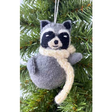 Felt Raccoon Ornament with Scarf