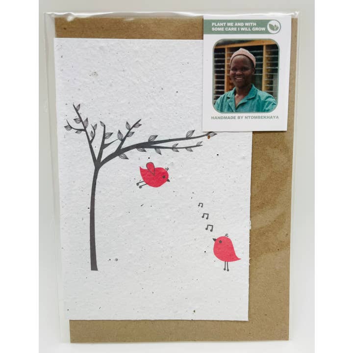 Pink Birds Growing Paper Card