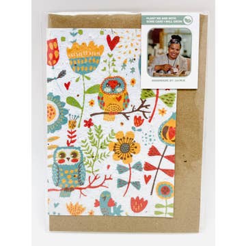 Owls &amp; Flowers Growing Paper Card
