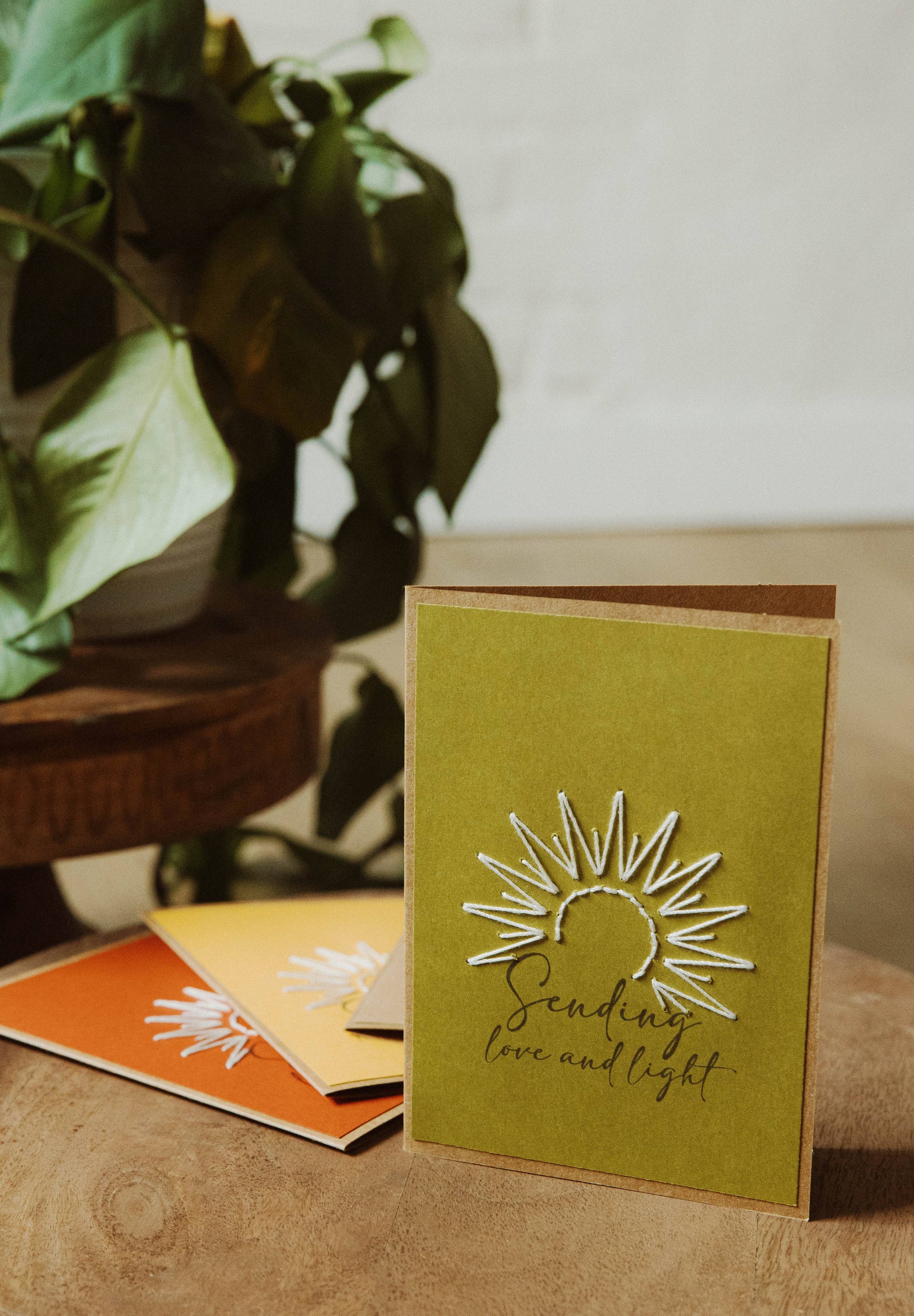 Sending Light &amp; Love Stitched Greeting Card