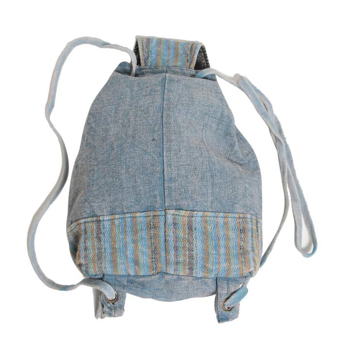 Blue Sea Turtle Embroidered Drawstring Backpack