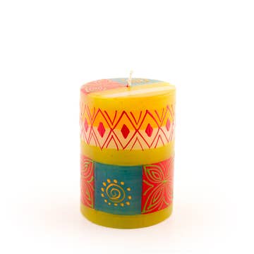 Desert Rose Handpainted Pillar Candle (4" H)