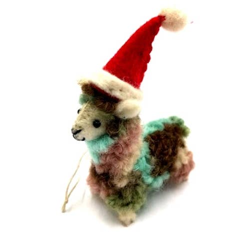Felt Llama Santa Hat Ornament