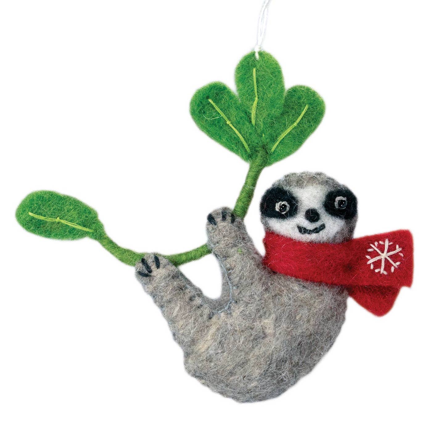 Snowflake Sloth Felt Ornament (4.5" D)