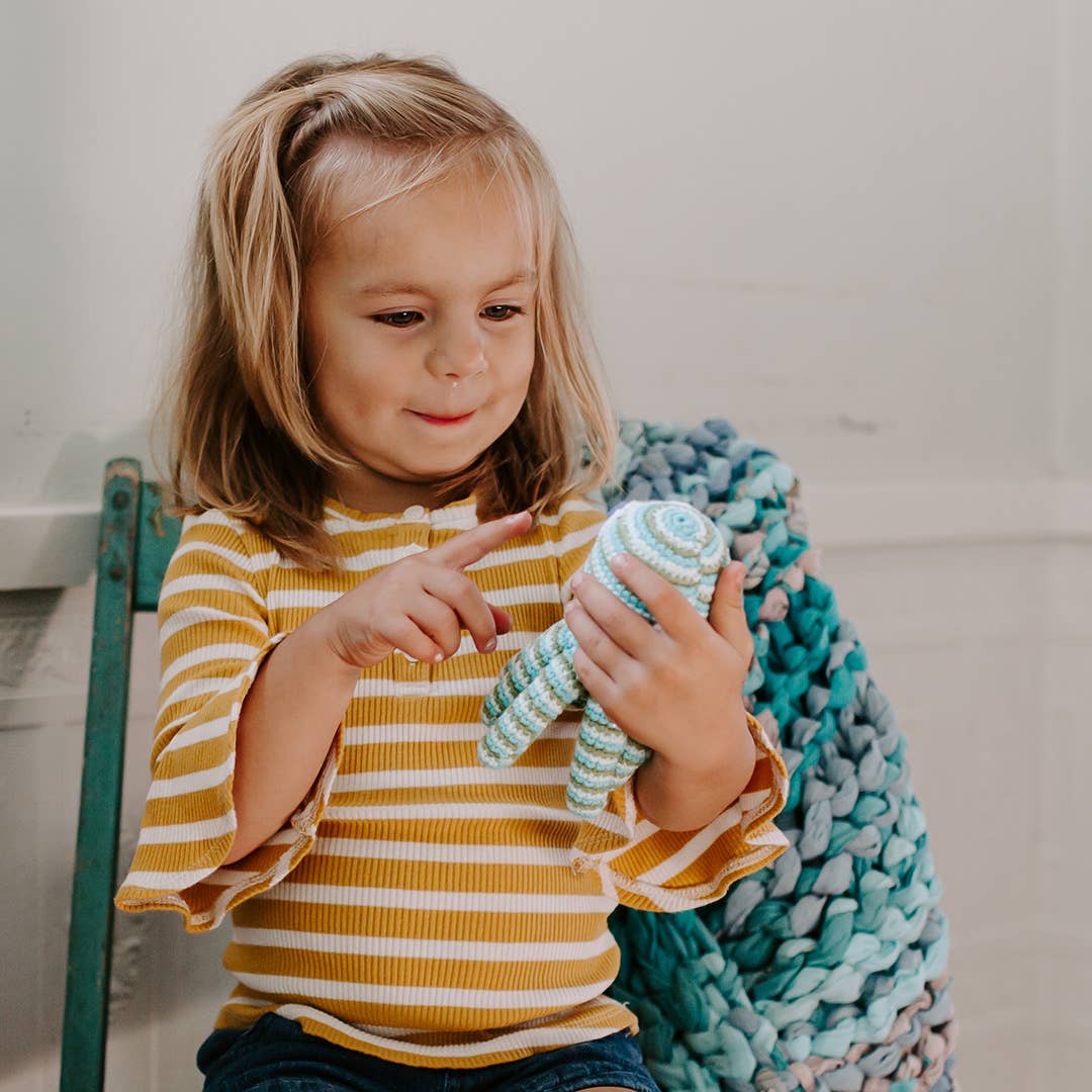 Green Octopus Crochet Cotton Rattle