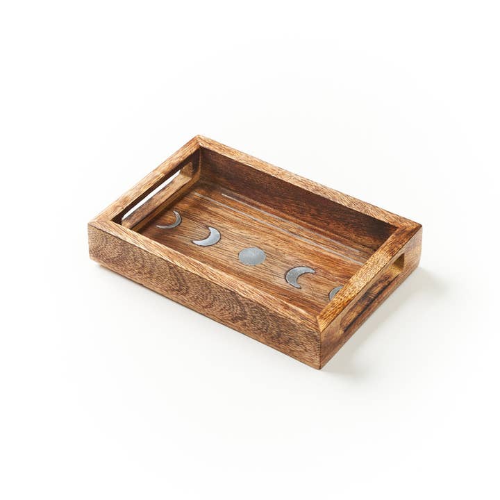 Mango Wood Moon Phases Tray (4" x 6")
