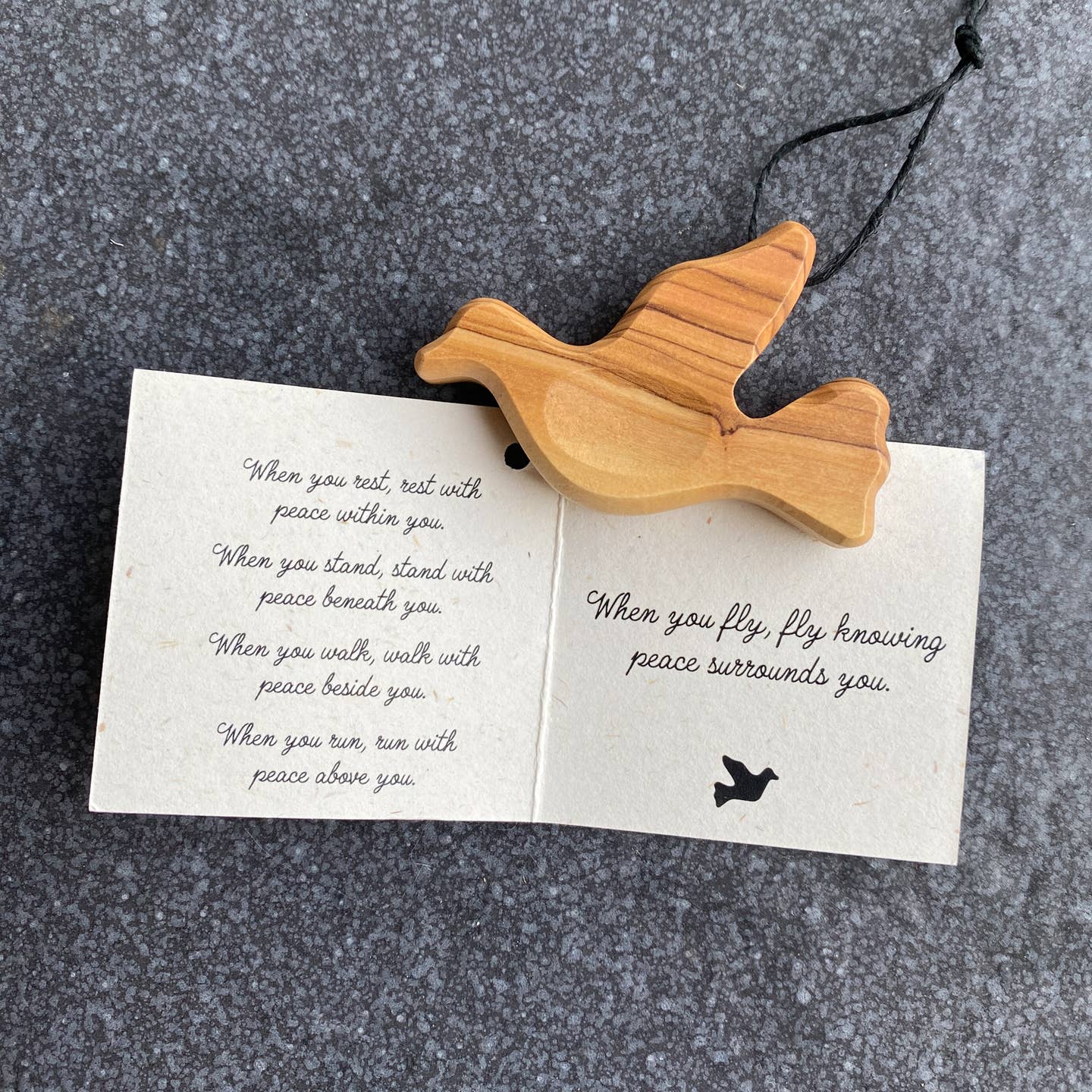 Pocket Peace Dove Olive Wood Ornament