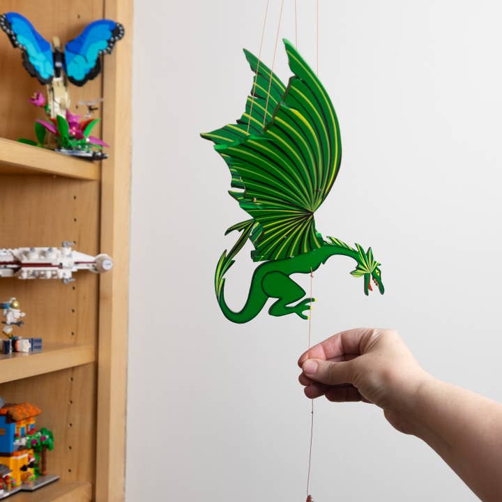 Green Handpainted Dragon Mobile (6&quot; H)