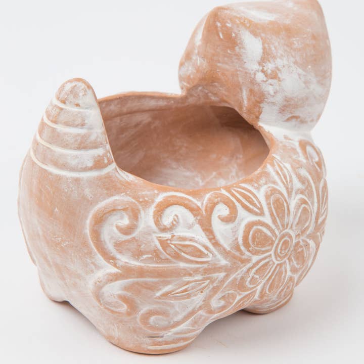 Terracotta Cat Planter, Small (5&quot; D x 4.5&quot; H)