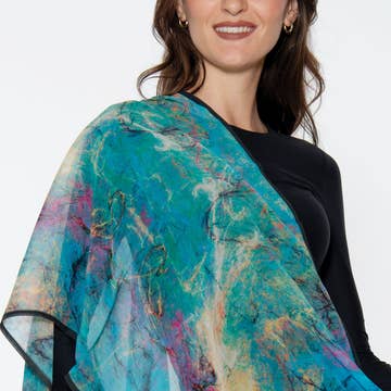 Turquoise &amp; Orchid  Aloka Cupro Scarf
