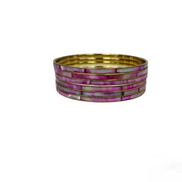 Pink Resin Brass Bangle