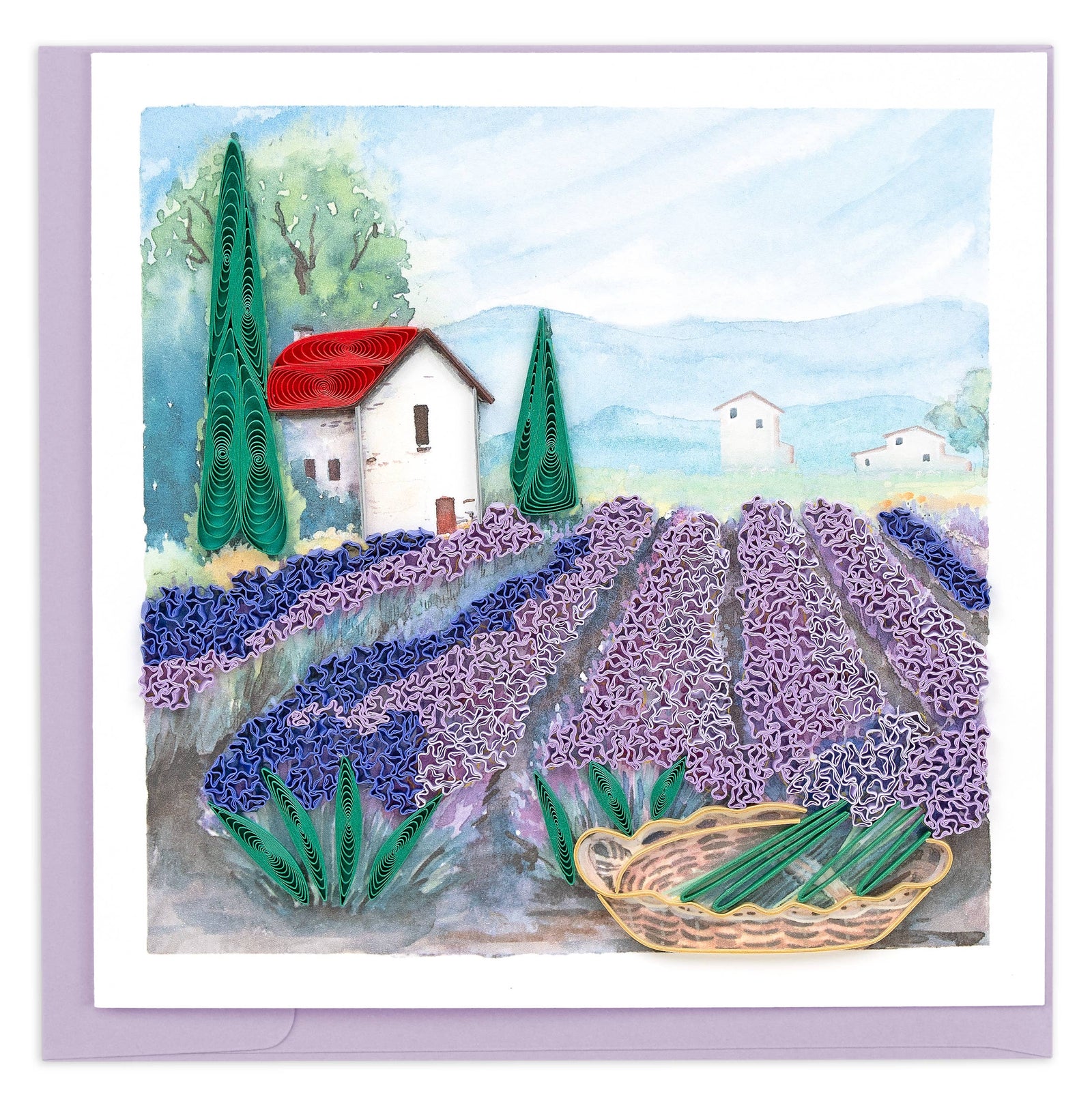 Quilled Lavender Fields Greeting Card