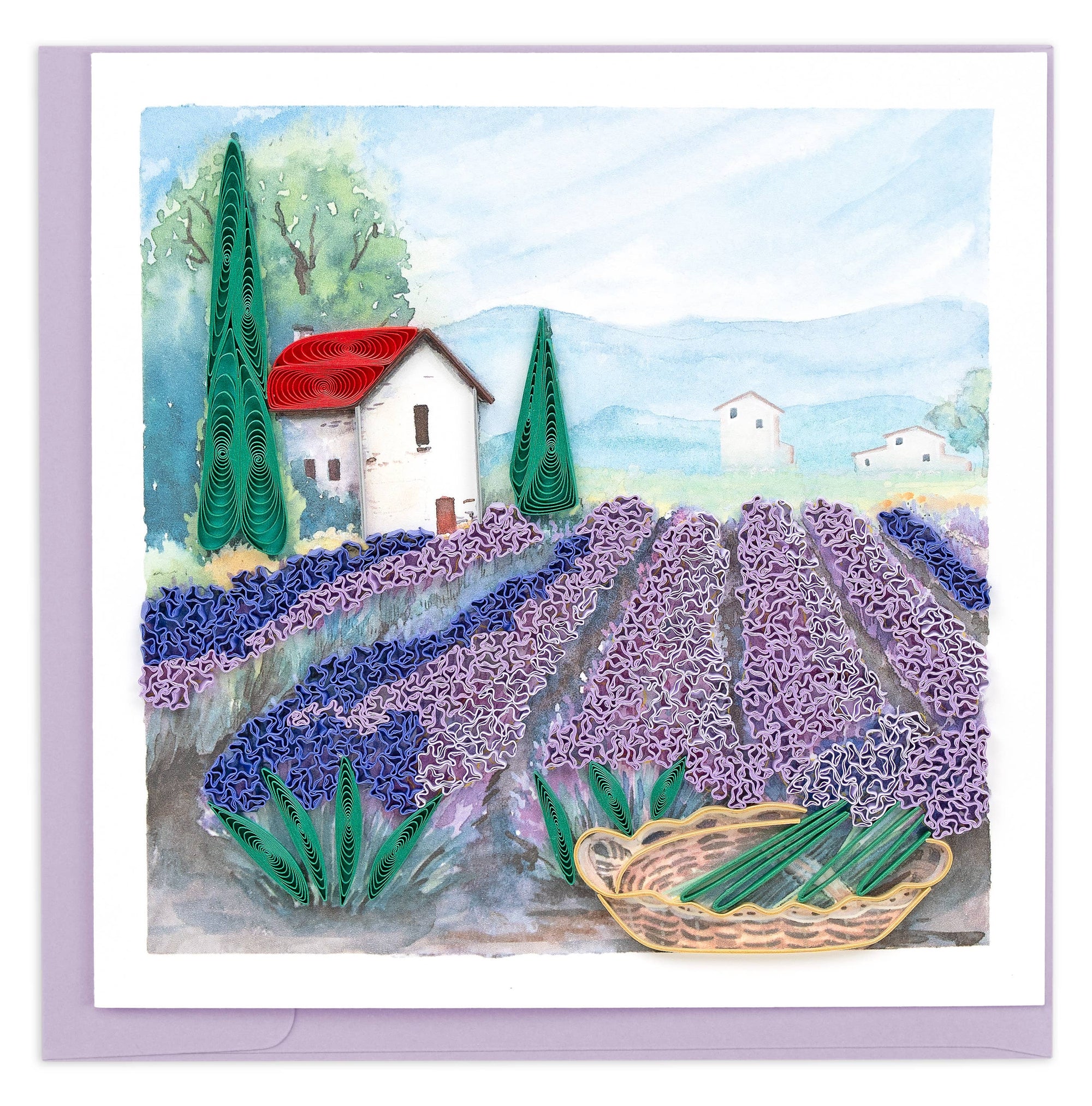 Quilled Lavender Fields Greeting Card