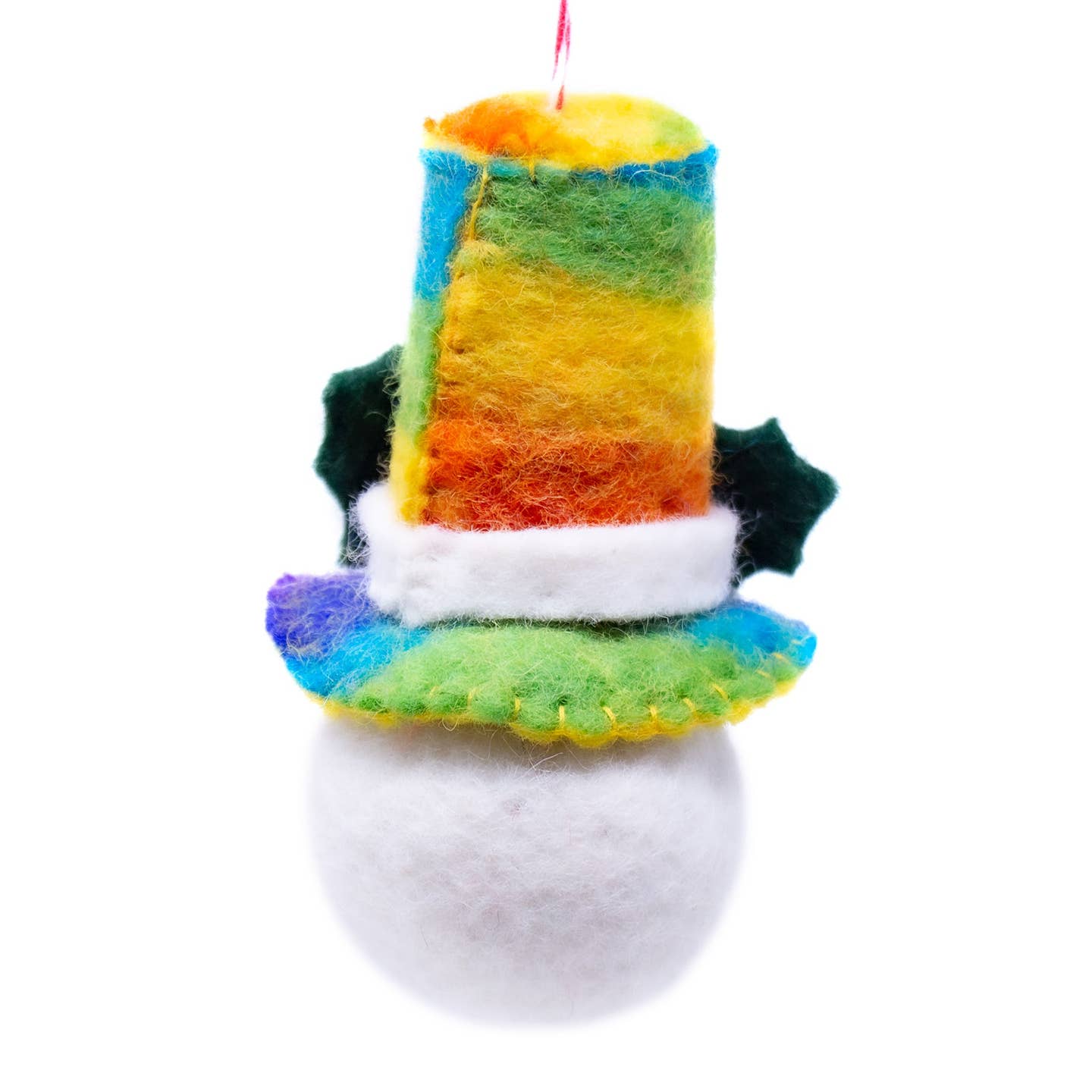 Rainbow Top Hat Snow Friend Felt Ornament