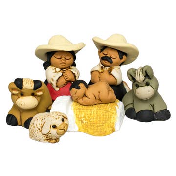 Characato Ceramic Nativity Set, Small - Set of 9