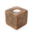 Brown Leaf Kisii Stone Cube Candleholder