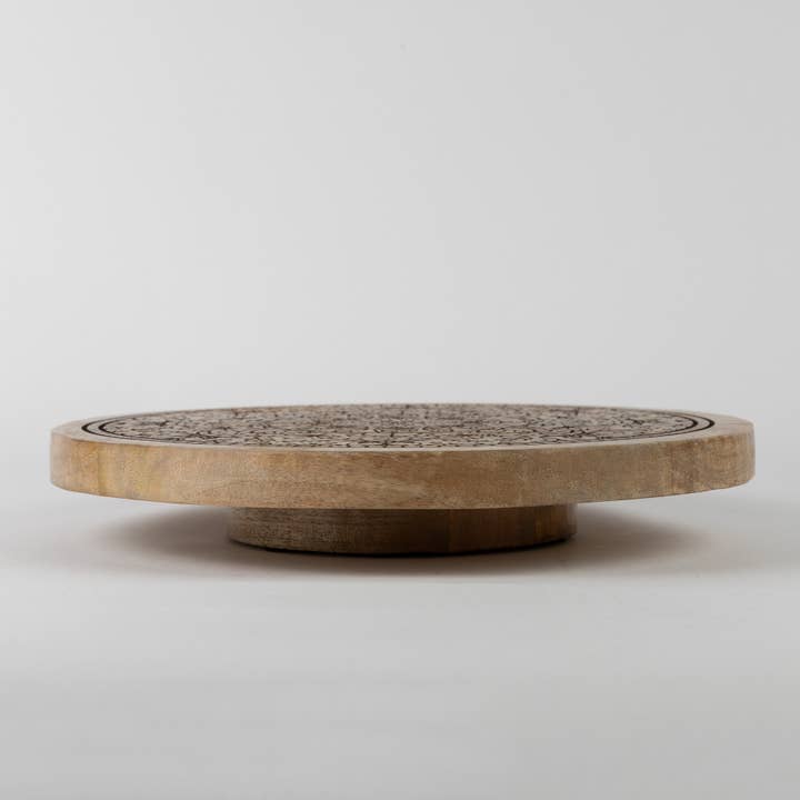 Mandala Mango Wood Lazy Susan (12&quot; D x 2&quot; H)