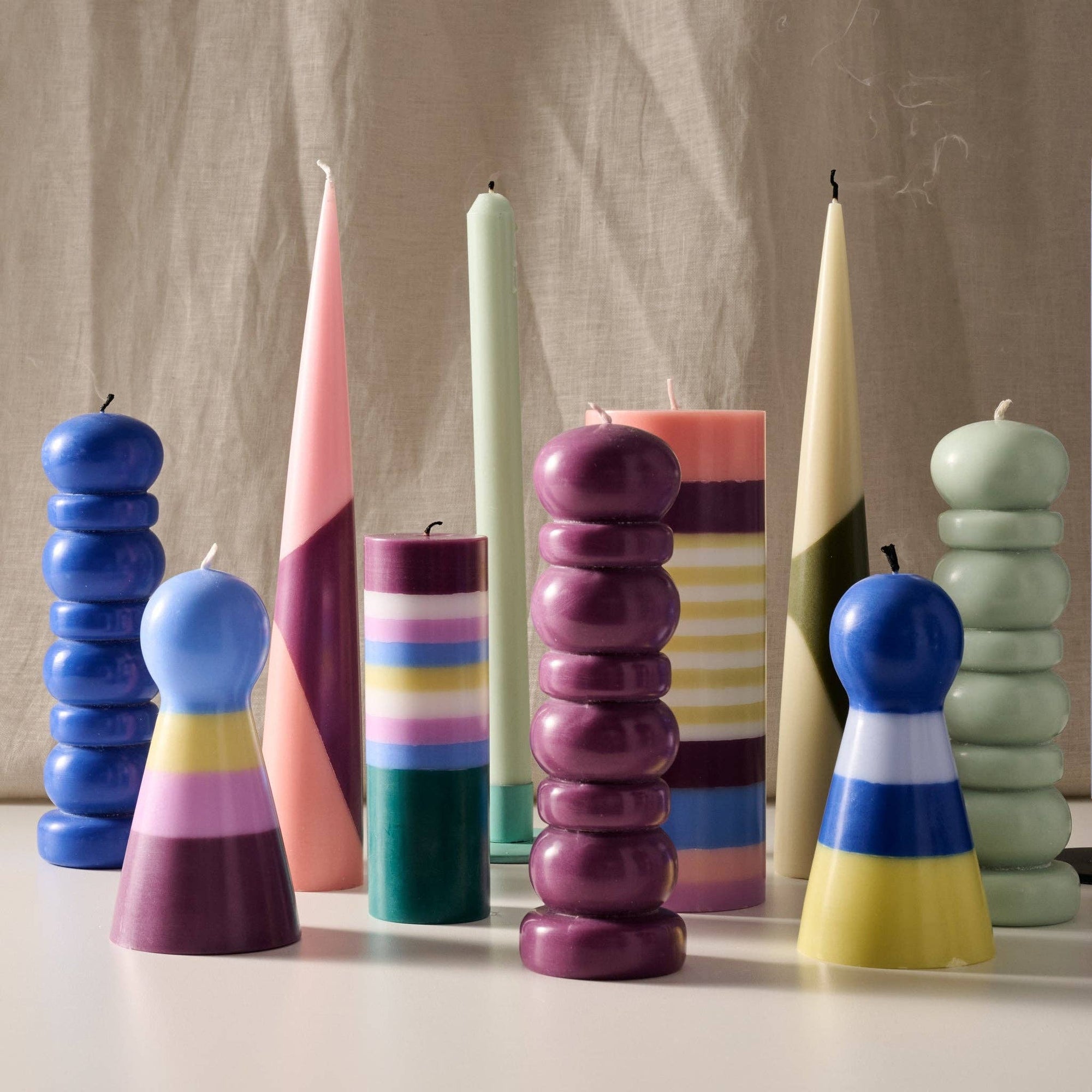 Berry Striped Palm Wax Cone Candle