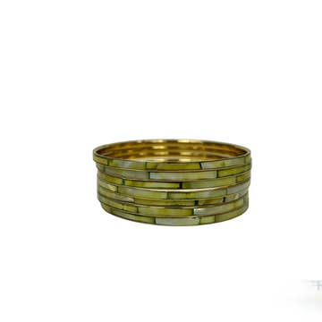 Green Resin Brass Bangle