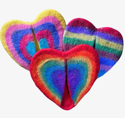 Heart-Shaped Felt Pot Holder - Assorted