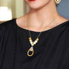 Brass &amp; Silver-Plated Teardrop Disc Necklace