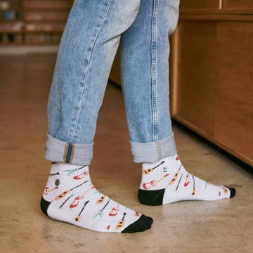 Grey Guitar Support Music Socks