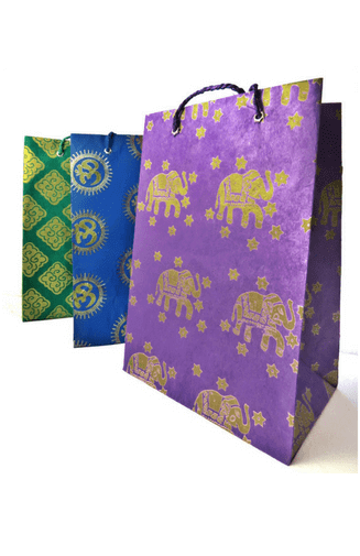 Fleur-de-Lis Handmade Paper Gift Bag (8&quot; x 12&quot;) - Assorted