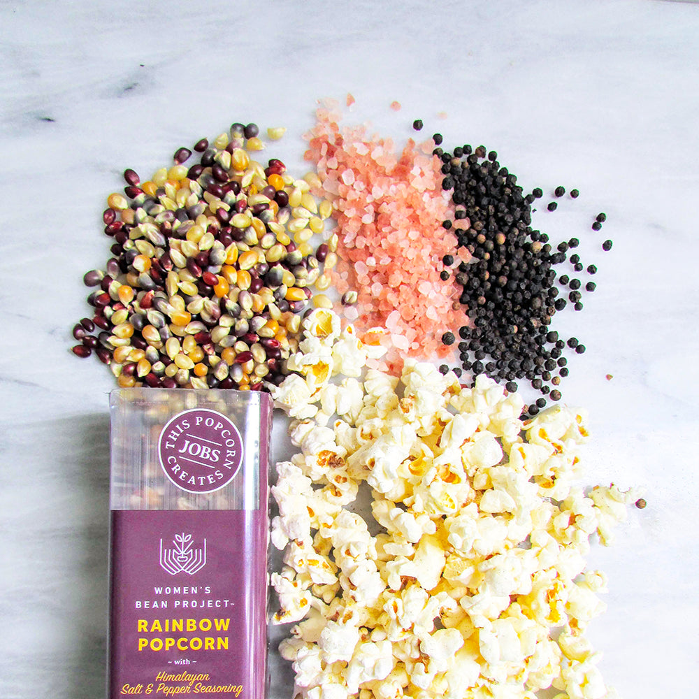 Rainbow Popcorn with Pink Himalayan Salt &amp; Pepper