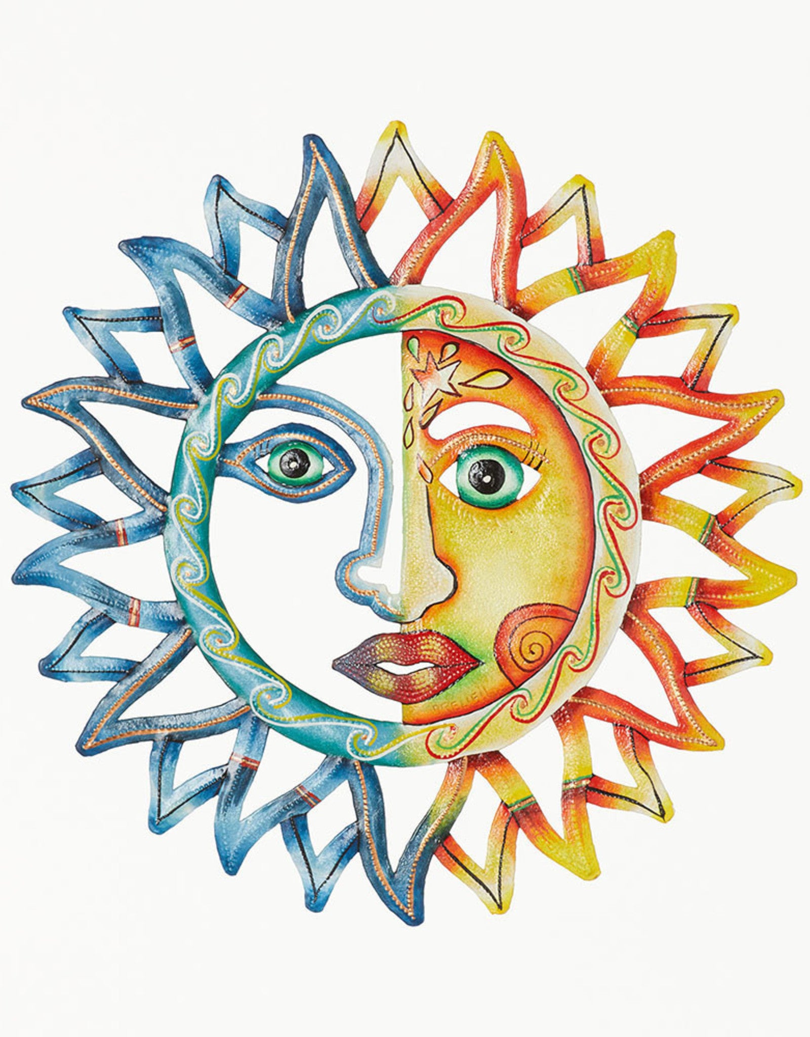 Sun & Moon Painted Cutmetal Wallhanging