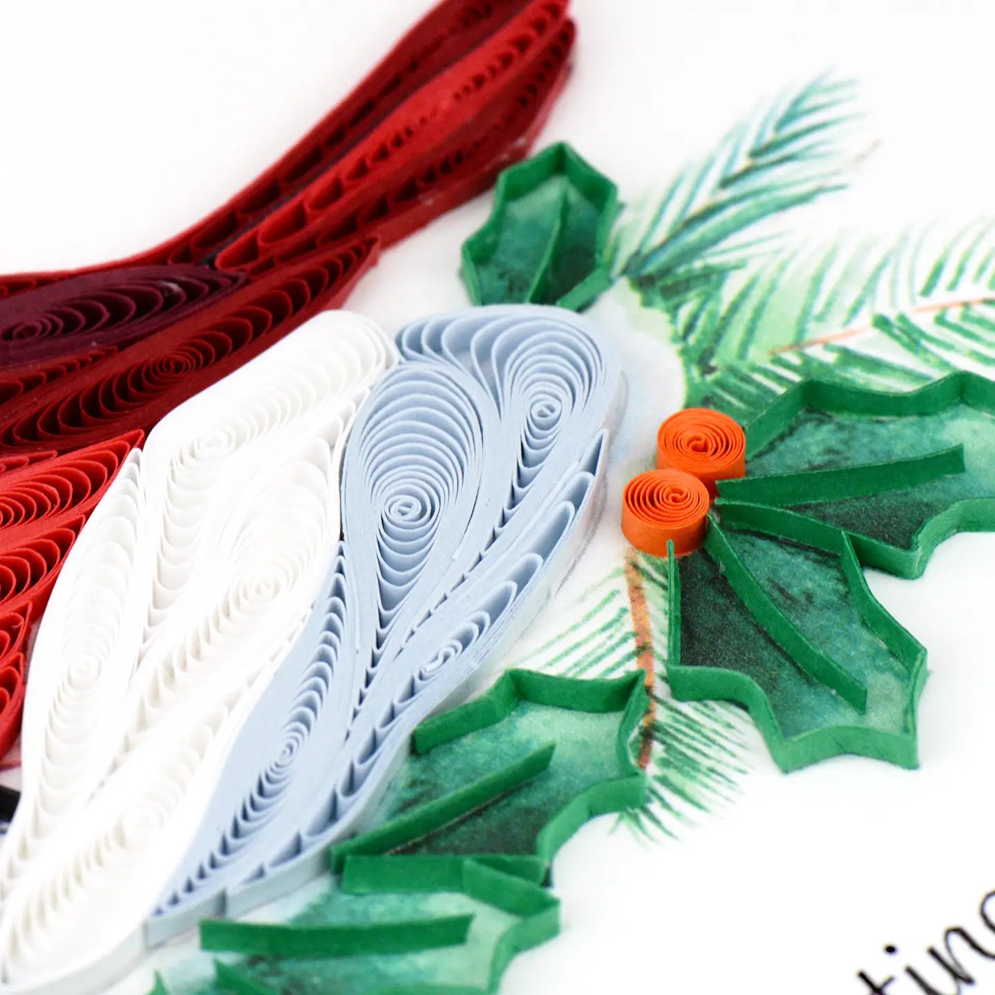 Snowy Cardinal Quilled Card