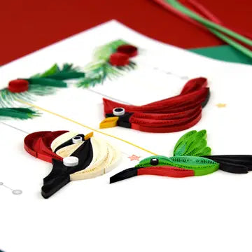 Holiday Bird Ornament Quilled Card