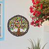 Rooted Tree of Life in Circle Haitian Metal Drum Wall Art