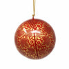 Handpainted Red and Gold Chinar Leaves Papier Mache Hanging Ball Ornament