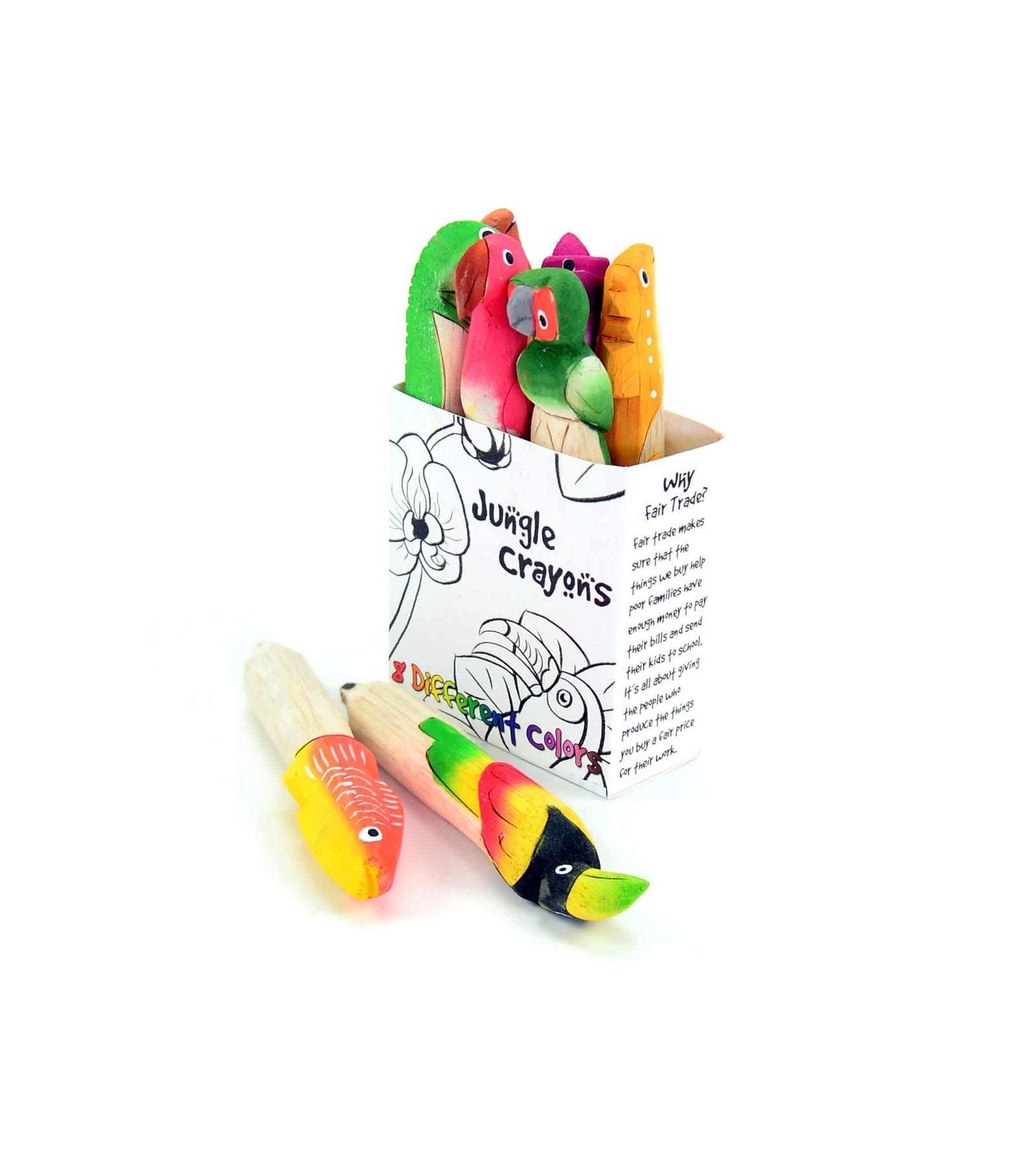 Balsa Wood Jungle Crayons - Set of 8 - Ecuador